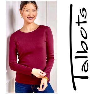 Talbots Ladies Size Large Burgundy Long Sleeve Tee Top